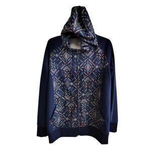 Huntworth Woman's‎ Blue and Shape Print Hoodie Sweater